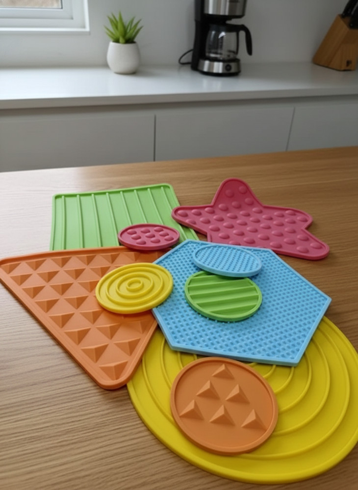 Sensory Textured Pads 10 Piece Silicone Mats for Daycare Learning New