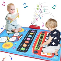 3-in-1 Musical Mat Piano Keyboard & Drum Set with 2 Drum Sticks Educational Toy