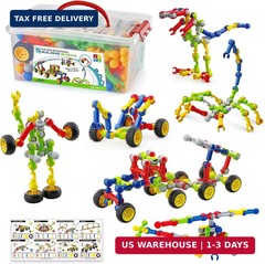 170 Pcs Building Toys for Kids Ages 4-8 with Toy Box Storage, Idea Guide, Buildi