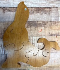 Wooden Seal Animal Puzzle Handmade Educational Toy For Kids Or Decor Display