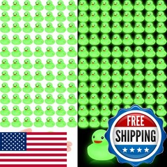 Deekin 200 Pcs 2 Inch Glow In The Dark Rubber Ducks Bulk Green Squeaky Summer