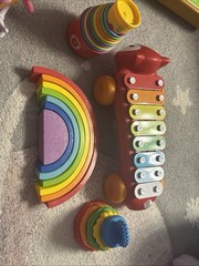 LEWO TOYS Wooden Rainbow Stacker Game 11 PC Nesting Puzzle Blocks Colorful 3+