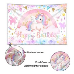 Mocsicka 7x5ft Unicorn Backdrop Birthday Party Decorations Girls Watercolor P…