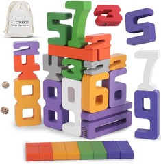 Wooden Number Building Blocks, Large Digit Blocks 1-10, Number Toys | 30 PcMa…
