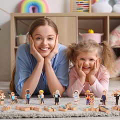 Wooden Toys Set for Preschool Classroom – Multicultural Career People Blocks …