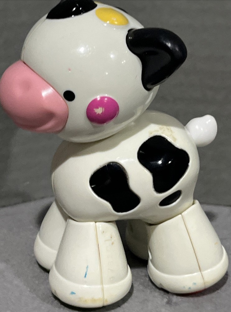 Vintage Fisher Price Amazing Farm Fun Animals Spotted Cow Toddler Toy Teether