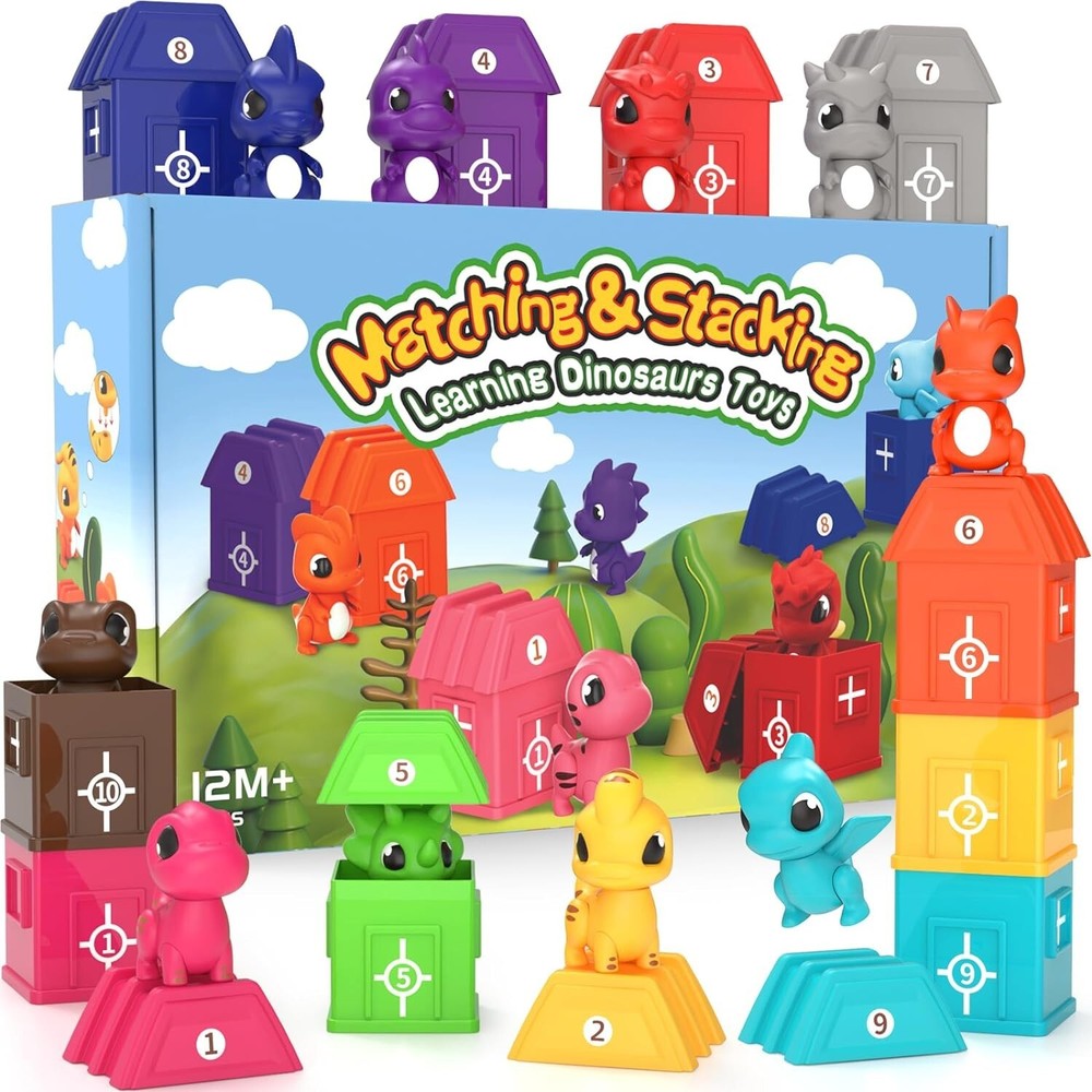 40Pcs Matching and Stacking Learning Dinosaurs Toys 12M+