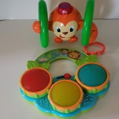 Bright Starts Jungle Musical Drum Toy & Monkey Roller Set Multicolor