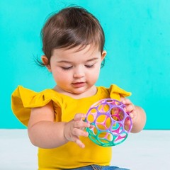 Bright Starts Oball Easy Grasp Classic Ball Infant Toy in Pink/Purple, Age Newbo