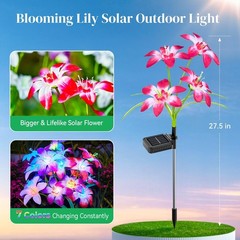 Ahaorigin Solar Garden Lights Outdoor, 4 Pack Blooming Lily Solar Flowers Out…