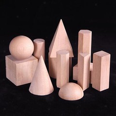 12 Pieces Wood Geometric Solids Shapes Stacking Construction
