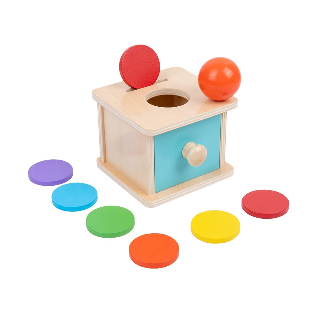 Adena Montessori Coin Box, 2 in 1 Object Permanence Box with Medium, Blue
