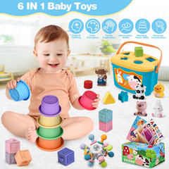 Baby Toys 6-12 Months, 6 in 1 Montessori Toys, Soft Infant Sensory Toy Set | Bab