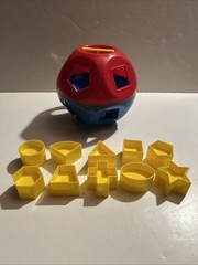 Tupperware Shape O Ball Sorter Toy Complete Number 10 Shapes Blue Yellow GUC