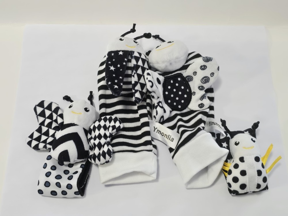Baby Rattle Socks and Wrist Rattles Set 0-12 Months Soft Sensory Toys. Set Of 2