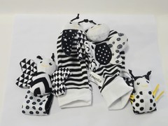 Baby Rattle Socks and Wrist Rattles Set 0-12 Months Soft Sensory Toys. Set Of 2