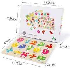 GRINNNIE Wooden Peg Puzzle for Toddlers 3 4 5 Years Old, 4 PCS Montessori Edu…