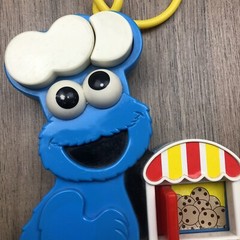 Cookie Monster Activity Toy Vintage 1990 Pram Cot Clip On Rattle Sesame Street