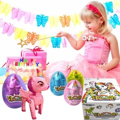 Easter Birthday Gifts Kids Unicorn Eggs Toys for 3 4 5 6 7 8 9 Year Old Girl 4PC
