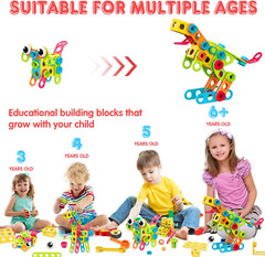 195 PCS Educational STEM Toys for Boys and Girls Ages 3 4 5 6 7 8 9 10 Construct