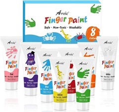 8PCS Washable Non-Toxic Finger Paint Set – Vibrant & Fun Creative Art Supplies