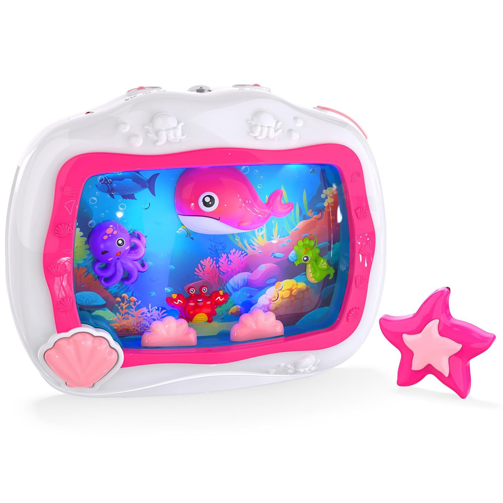 Baby Aquarium Toy, Sleep Soother Musical Infant Toys, Tummy Time Pink