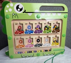 Magnetic Color and Number Alligator Maze Montessori Wooden Toy