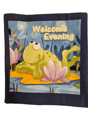 Fabric / Soft Cloth Children’s Book, “Welcome Evening” Featuring Frog Friends