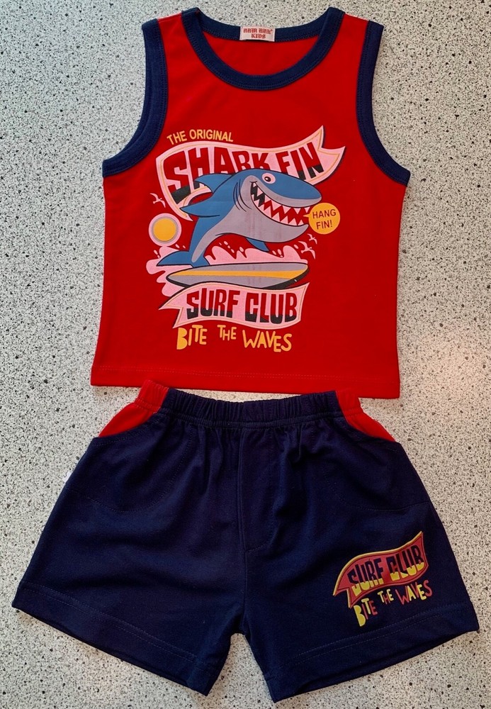 Red Sleeveless Short Set For Kid Boys 9M,1,2,3,4,5 Years Old