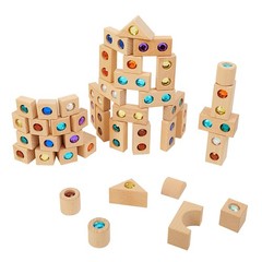 Wooden Gem Blocks – Set of 50 with Tray