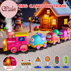 Steam Track Train Set for Toddlers, Magnetic Connection Train Toys W/Lights & So