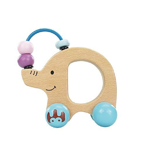Natural Wood Elephant and Sliding Beads Learning Toy for Toddlers, Preschool Fun