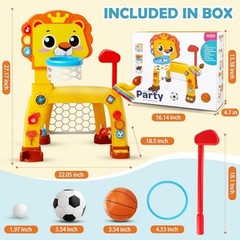 4 in 1 Toddler Basketball Hoop & Soccer Goal, Gift for Boys Girls 1 2 3 Years