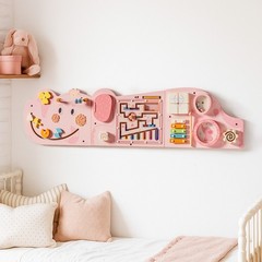 ROBUD Wooden Cream Elephant Busy Board Montessori Sensory Wall Toy Learning Toy