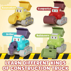 Toys for 1 2 3 Year Old Boys Toddler Construction Vehicle Toy Cars with Playmat