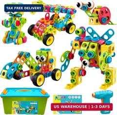 NXONE 195 PCS Educational STEM Toys for Boys and Girls Ages 3 4 5 6 7 8 9 10 Con
