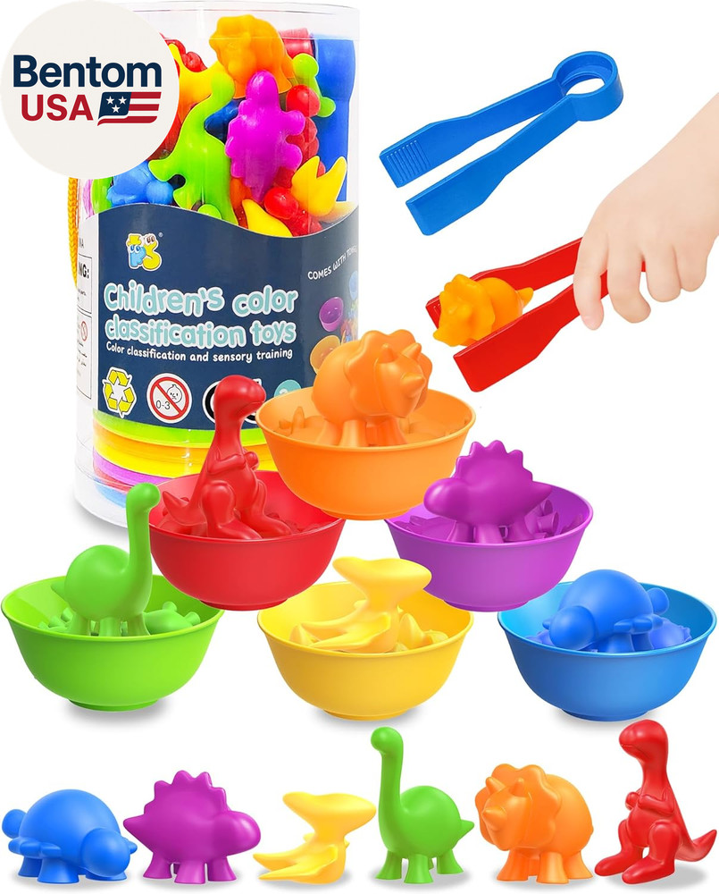 48 Pcs Counting Dinosaurs Montessori Toys for 3 4 5 Years Old Boys Girls, Toddle