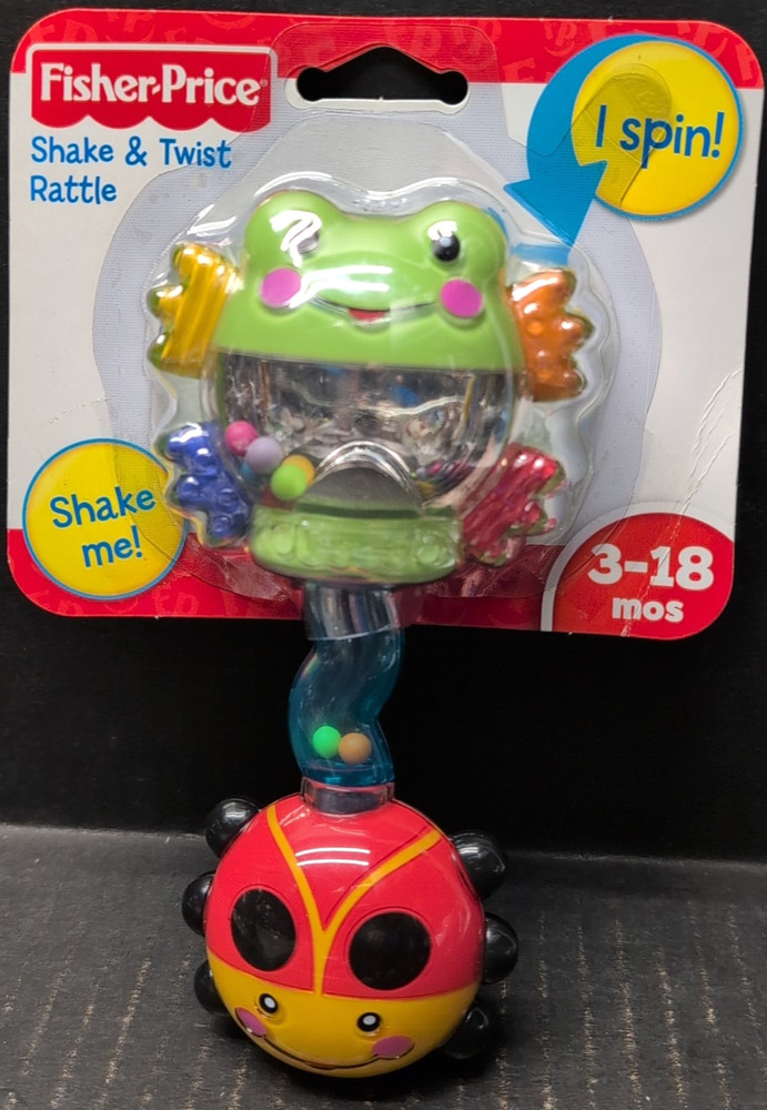2011 Fisher Price Shake & Twist Rattle 3-18 mos Frog & Lady Bug Discontinued HTF