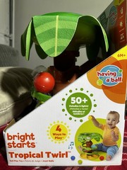 Bright Starts Tropical Twirl Ball Play Toy, Jungle, Motor Skills, 6+ Months
