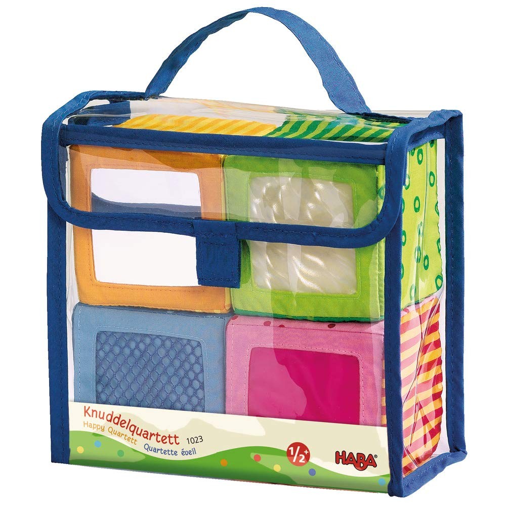 Soft Blocks for Babies 6-24 Months, Happy Quartett Sensory Toy Features a Uni…