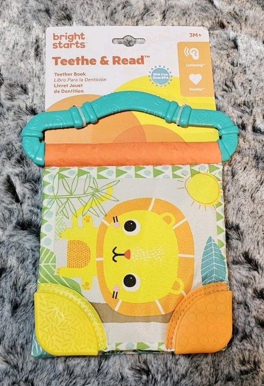 NEW Bright Starts Teethe & Read Soft Crinkle Teether Book Toy, 3 Months+ Jungle