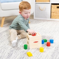 Melissa & Doug Shape Sorting Cube Classic Wooden Toy With 12 Shapes