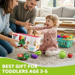 Play Food Set with Cutting Fruits&Felt Tree Mat, Pretend Food Play Kitchen Ac…