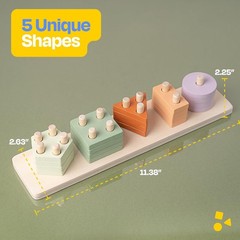 Montessori Wooden Shape Sorter & Stacking Toy for Toddlers 3+, Educational Pu…