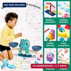 Dinosaur Math Balance Toys – Montessori Toys for 3 Years Old Kids, Learning and