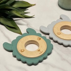 Farm Animal Teether, Green Gray, Baby Boy, Baby Girl, Farm Theme Baby Shower