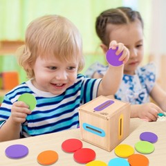 Montessori Wooden Color Sorting Sensory Toy for Toddlers 1-3 Years, Fine Motor S