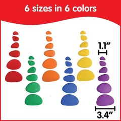 Sorting and Stacking Stones – 36 Plastic Pebbles in 6 Colors – Early Math Toy