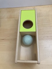 Lovevery Sliding Top Box with Felt Ball from the Thinker Kit Months 11-12