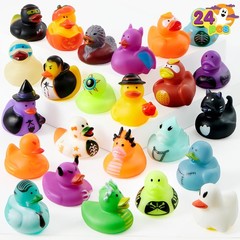 JOYIN 24 PCS Halloween Rubber Ducks, Small, Orange, Black, White